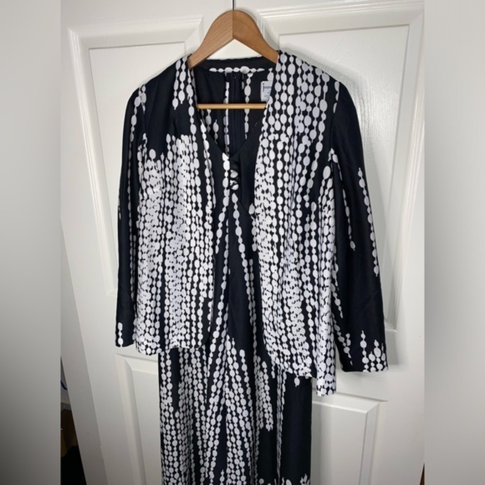 70s Vintage 2 PC Black and White Maxi Dress with 
Matching Jacket